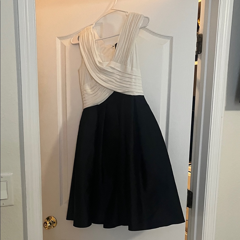 Speechless Cream and Black Sleeveless Pleated Fit-and-Flare Dress